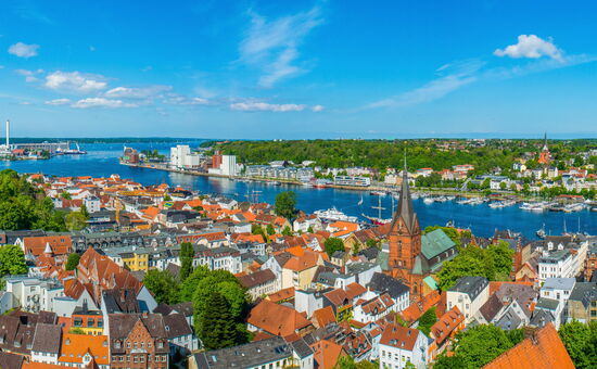 Luftaufnahme von der Stadt Flensburg